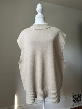 NWT BY TOGETHER Cream Preppy Chunky Knit Cottage Academia Sweater Vest Large